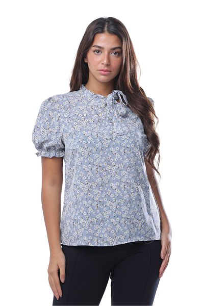 SUGA Floral print bow blouse