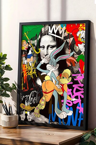 Saturn Bugs Bunny Honey Bunny Framed Painting - Print Money Series Poster Painting