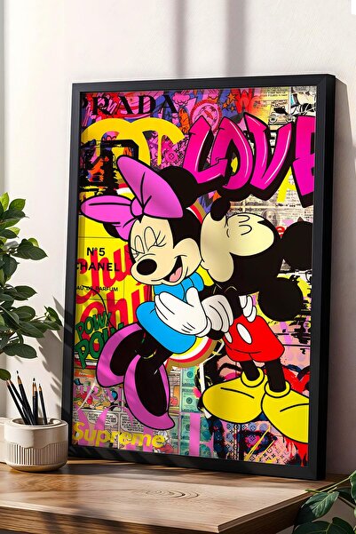 Saturn Tablou înrămat cu Minnie Mouse și Mickey Mouse - Tablou tip poster din...
