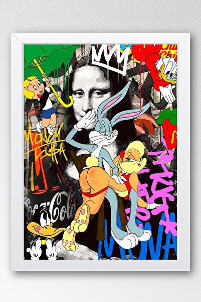 Saturn Bugs Bunny Honey Bunny Framed Painting - Print Money Series Poster Painting