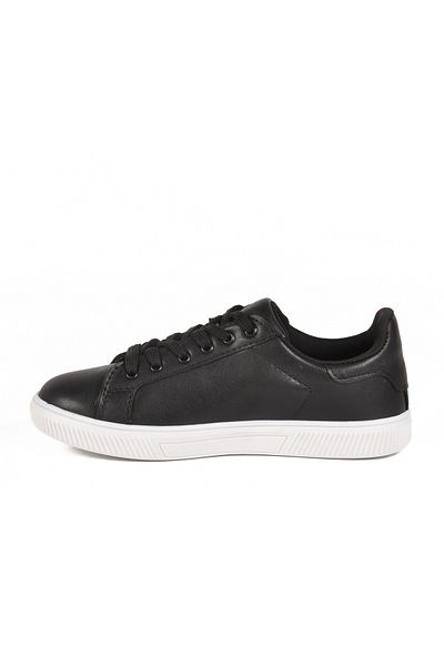 Aspor Black and White Lace-Up Women's Sports Shoes
