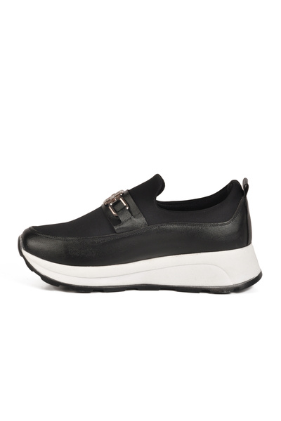 Aspor Black White Laceless Women's Casual Shoes