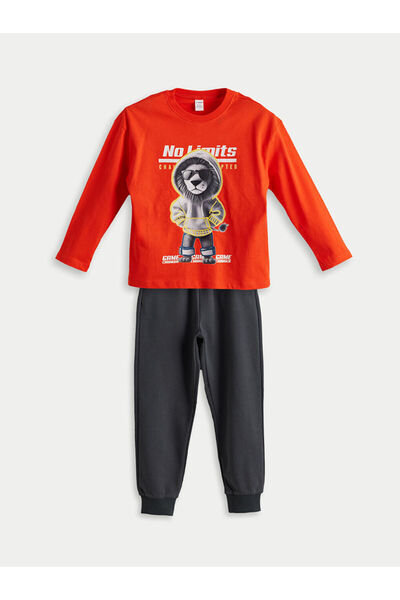LC Waikiki Lcw Kids Lion Printed Boys T-Shirt and Pants 2Pcs
