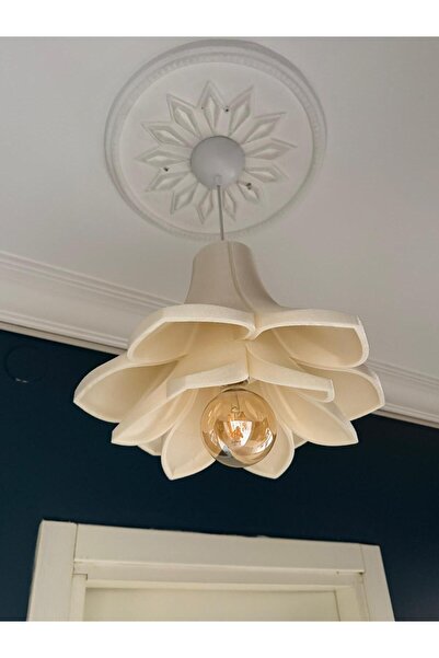 Limon 3D Desing Tekli Lotus Sarkıt Avize Rustik 40 CM E27 Modern Avize Bohem Beton Görünüm (AMPUL HEDİYEDİR.!)