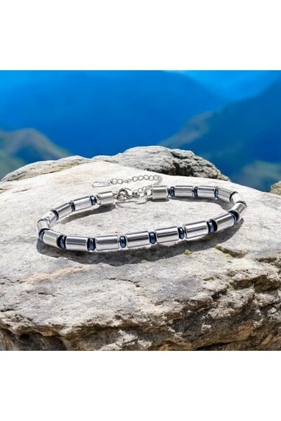 FM Pipe Silver Color Hematite Adjustable Steel Chain Bracelet 31832B10D7