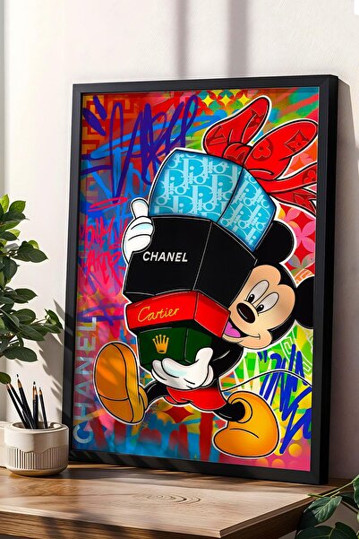 Saturn Mickey Mouse Çerçeveli Tablo - Print Money Serisi Poster Tablo