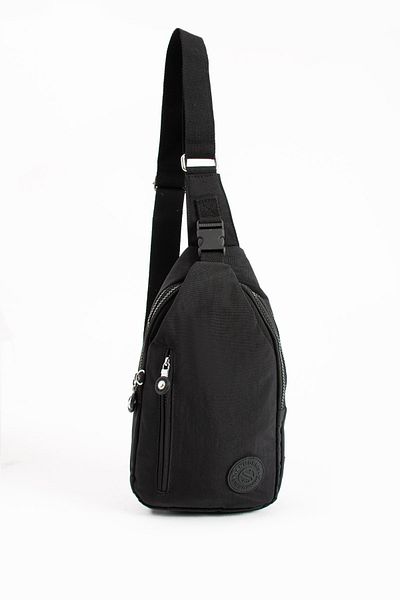 H&D COLLECTİON Women's Crinkle Fabric Water Resistant Cross Strap Black Color Bag