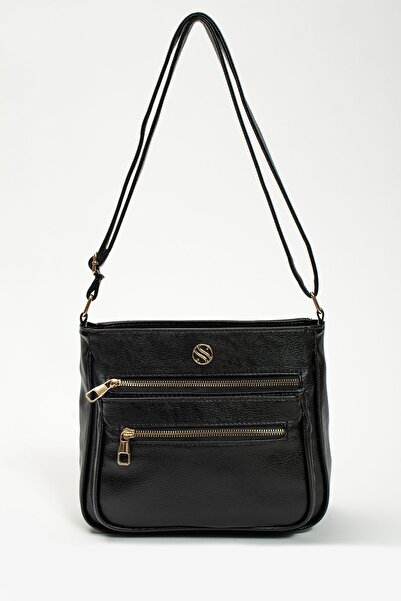 H&D COLLECTİON Γυναικεία, ρυθμιζόμενη τσάντα ώμου με χιαστί λουράκι, μαύρη μα...