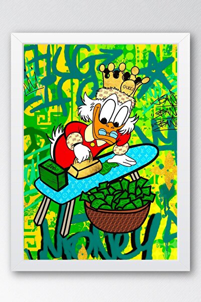Saturn Scrooge Mcduck Unchangeable Uncle Framed Painting - Print Money Series Poster Painting