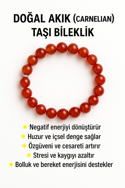 Katha Ritüel Doğal Akik (Karnelyan) Taşı Bileklik – Enerji, Huzur ve Özgüven