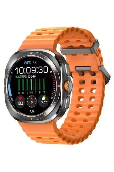 FEND W7 Smart Watch Ultra with 47 mm Display and Wireless Charger Orange