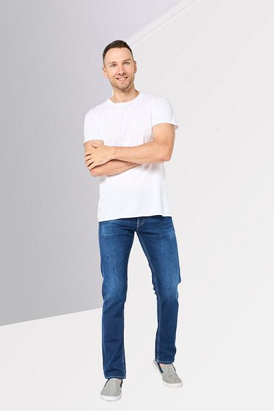 Replay Men Straight Fit Washed Stretchable Denim, Dark Blue