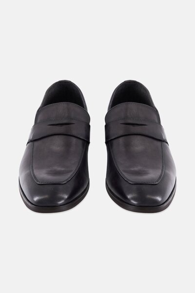 Steve Madden Men Vash Leather Upper Slip On Formal Shoes, Dark Grey
