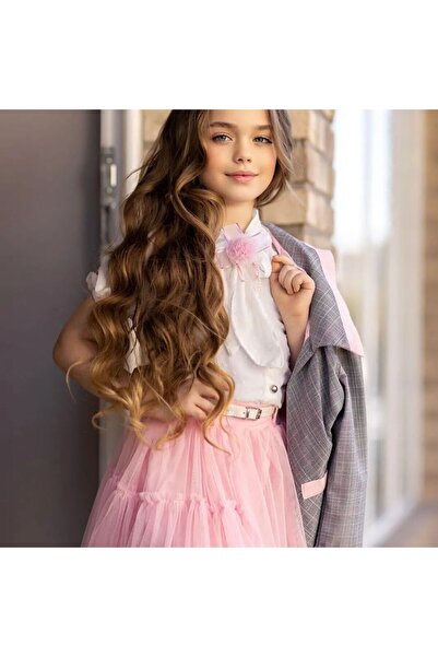 KOKOŞ BEBEK Girl's 7 Piece Combination Suit (Jacket, Skirt, Shirt, Badi, Buckle, Brooch, Belt) – 3-7 Years