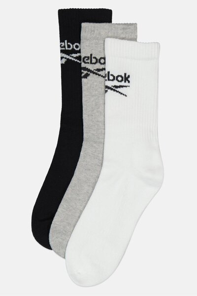 Reebok Men 3 Pairs Brand Logo Crew Socks, Multicolor
