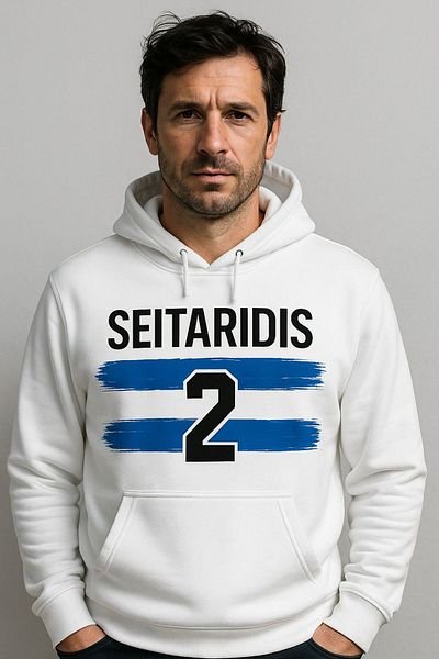 CLASSY.MODA Seitaridis 2 Hooded Sweatshirt – Greece Player Hoodie Kangaroo Pocket 3 Thread Digital Print