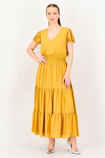 NANETTE LEPORE Women Ruched Maxi Dress, Mustard