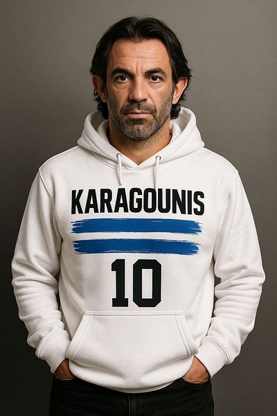CLASSY.MODA Karagounis 10 Hooded Sweatshirt – Greece Player Hoodie 3 Thread Digital Print with Kangaroo Pocket
