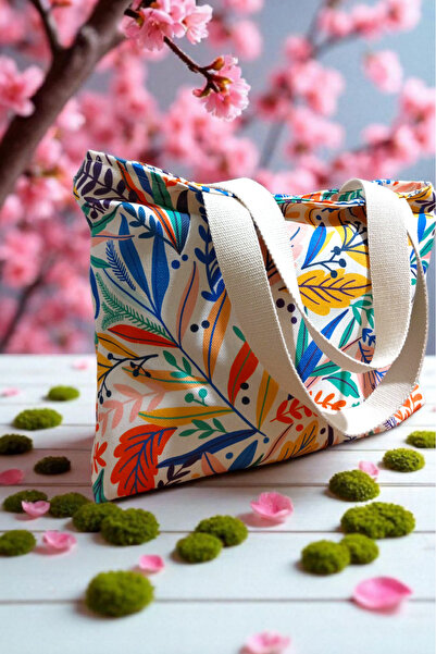 Mirayes Tasarım MiraAura Yaprak Desenli Kumaş Omuz Çantası, Place Bag