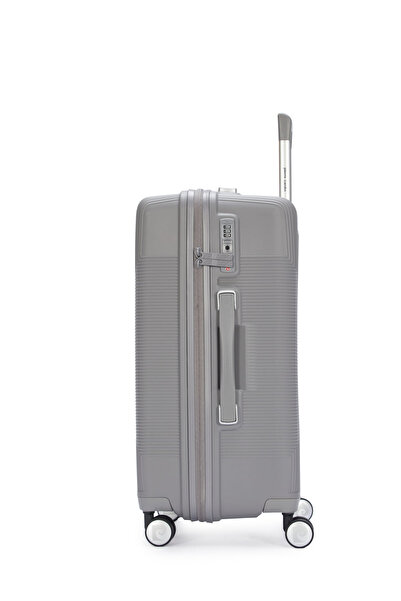 Pierre Cardin Orta Ve Kabin Boy 2'li Set %100 Polipropilen Valiz Gri 04PC7080