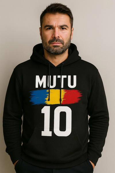 CLASSY.MODA Mutu 10 Hooded Sweatshirt – Romania Hoodie Football Kangaroo Pocket 3 Thread Digital Print