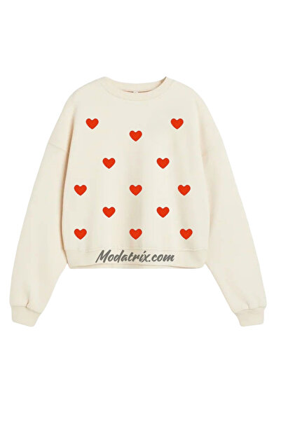 UNIQUE DESIGN Φούτερ με στάμπα καρδιάς, Γυναικείο φούτερ με στάμπα,