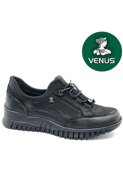 Venüs Alnus Genuine Leather Orthopedic Women's Casual Shoes Black
