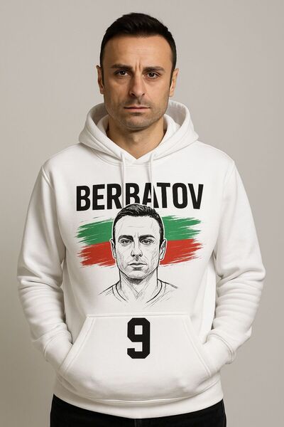 CLASSY.MODA Berbatov 9 Hooded Sweatshirt – Bulgaria Hoodie Soccer Kangaroo Pocket 3 Thread Digital Print