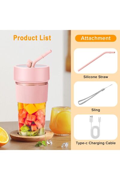 erorex Portable Blender Cup Travel Lid, Personal Blender, Mini Blender Juicer Cup Usb Charging, 350Ml