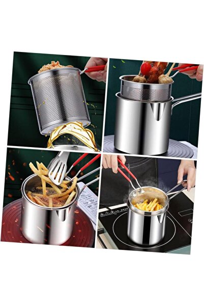 erorex 1 Set Kitchen Fry Pot Deep Frying Basket Food Cooking Pot Mesh Fryer Basket Fried Wire Baskets