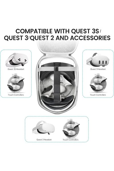 erorex Hard Carrying Case Compatible Oculus Meta Quest 3S/Quest 3/Quest 2 Elite Strap Version Vr Headset
