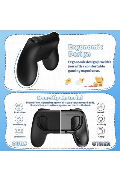 erorex مجموعة مقبض مقاومة للتآكل ومتوافقة مع جهاز تحكم نينتندو سويتش جوي كون وسويتش من طراز OLED