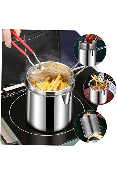 erorex 1 Set Kitchen Fry Pot Deep Frying Basket Food Cooking Pot Mesh Fryer Basket Fried Wire Baskets