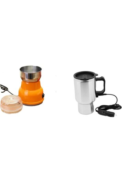 erorex مطحنة قهوة كهربائية صغيرة محمولة، حبوب وتوابل، كوب تسخين كهربائي للسيارة من الفولاذ المقاوم للصدأ 12 فولت