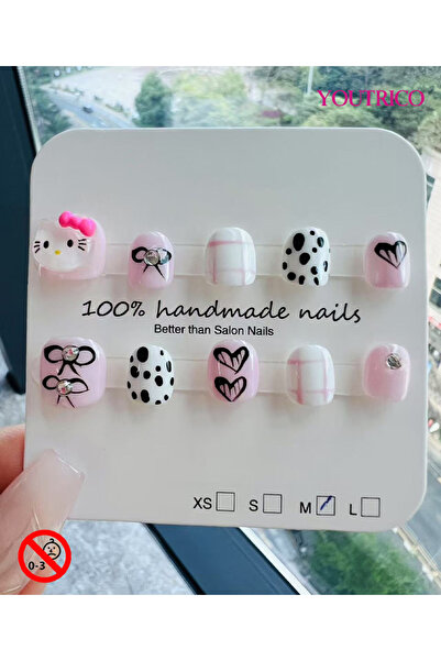 Youtrico أظافر صناعية للأطفال - مصنوعة يدويًا بنسبة 100% وغير سامة وآمنة للأع...