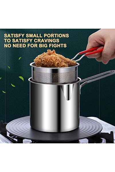 erorex Deep Fryer Pot, Stainless Steel Cooking Pot Deep Fryer Basket, Fry Pot Handle, Durable Food Grade