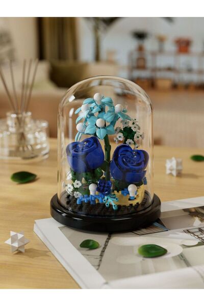 Choice1 270pcs Flower Bouquet Bonsai Building Blocks Artificial Plastic Plant Dust Cover Micro Model Home De