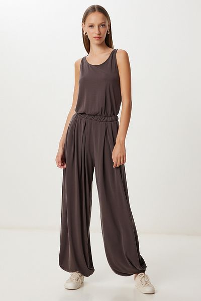Lovelyİstanbul Strappy Draped Modal Jumpsuit Lub0153 Brown