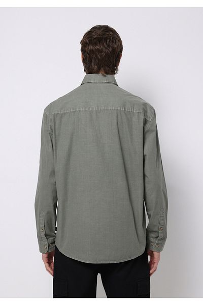 Colin's Comfort Fit Shirt Neck Plain Men's Green Long Sleeve Shirt