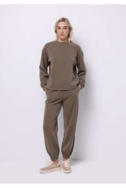 Colin's Regular Fit Orta Bel Düz Kadın Bej Eşofman Altı