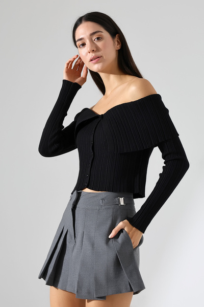 Lavinza Pileli Kolej Şort Etek