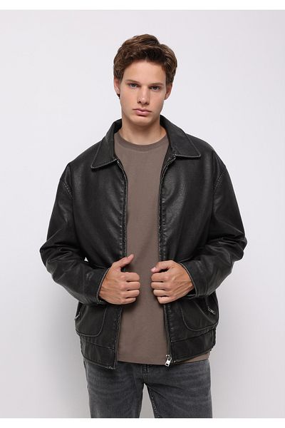 Colin's Regular Fit Men's Black Coat Pu