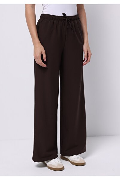 Colin's Regular Fit Yüksel Bel Geniş Paça Kadın Kahverengi Pantolon