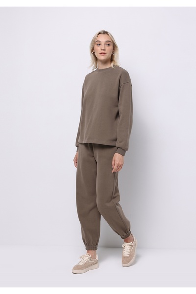 Colin's Regular Fit Orta Bel Düz Kadın Bej Eşofman Altı