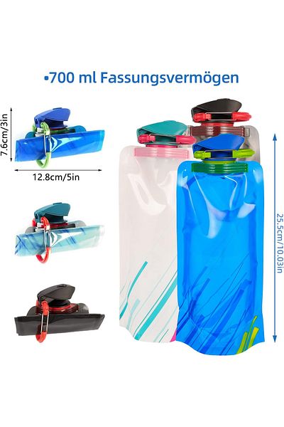 OEM Reusable collapsible colored plastic bottles 700 ml - set of 6 pieces