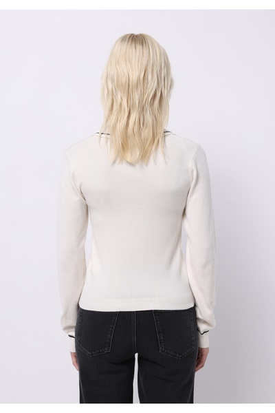 Colin's Slim Fit Polo Neck Plain Women's White Sweater