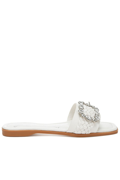 london Rag Women Diamante Flat Sandals in White