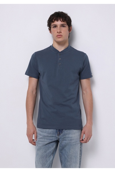 Colin's Regular Fit Round Neck Solid Men's Blue Short Sleeve T-Shirt
