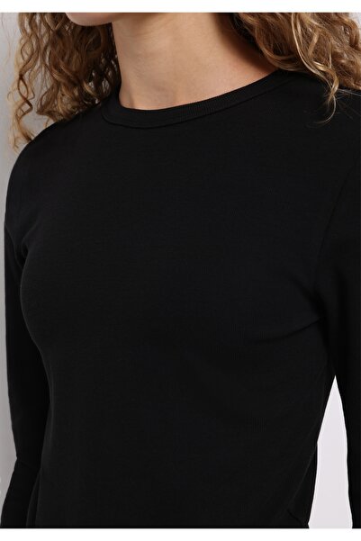 Colin's Slim Fit Μαύρο μακρυμάνικο μπλουζάκι με στρογγυλή λαιμόκοψη