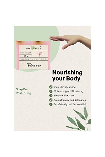 Soap&Friends Nourishing Damask Rose Soap Bar for Daily Cleansing Purpose | Moisturizes and Softens Skin, 130g